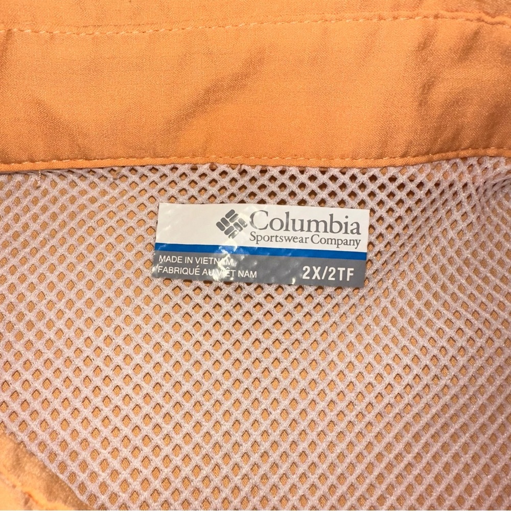 Columbia Women's PFG Button Up Fishing Shirt Peach 2X Vented Long Sleeve - Picture 3 of 6